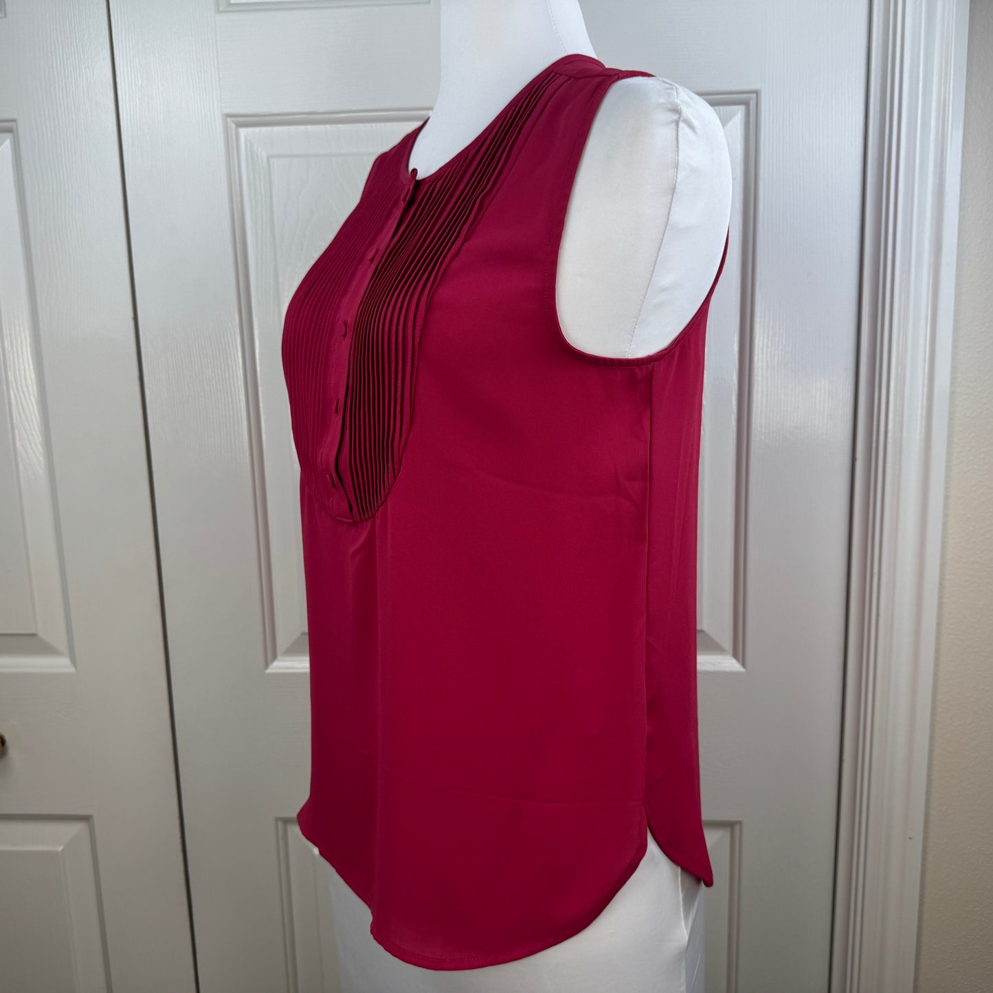 J.Crew Pleated Bib Sleeveless Blouse Fuchsia Pink Size M