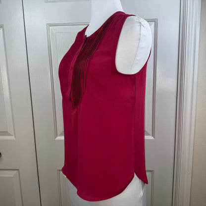 J.Crew Pleated Bib Sleeveless Blouse Fuchsia Pink Size M