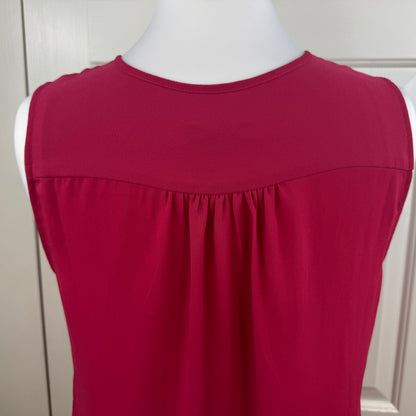 J.Crew Pleated Bib Sleeveless Blouse Fuchsia Pink Size M