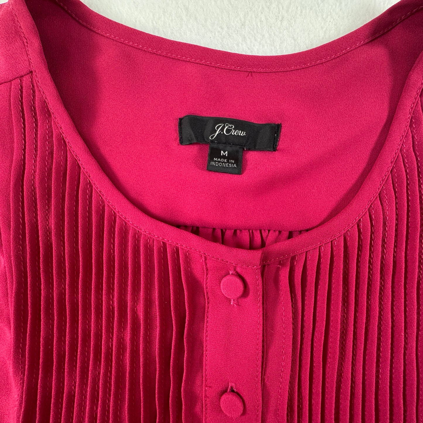 J.Crew Pleated Bib Sleeveless Blouse Fuchsia Pink Size M