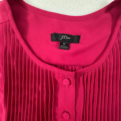 J.Crew Pleated Bib Sleeveless Blouse Fuchsia Pink Size M