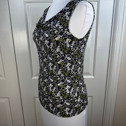 Liz Claiborne Women's Floral Cowl Neck Sleeveless Top Black Green Size M