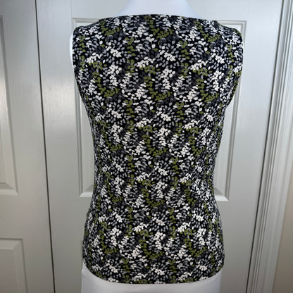 Liz Claiborne Women's Floral Cowl Neck Sleeveless Top Black Green Size M