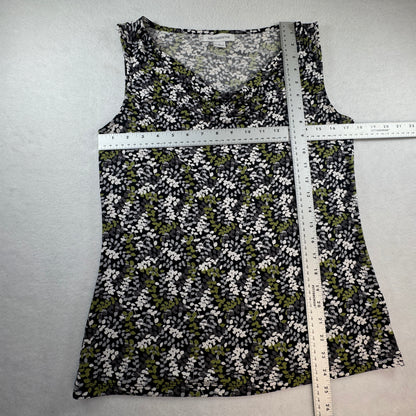 Liz Claiborne Women's Floral Cowl Neck Sleeveless Top Black Green Size M