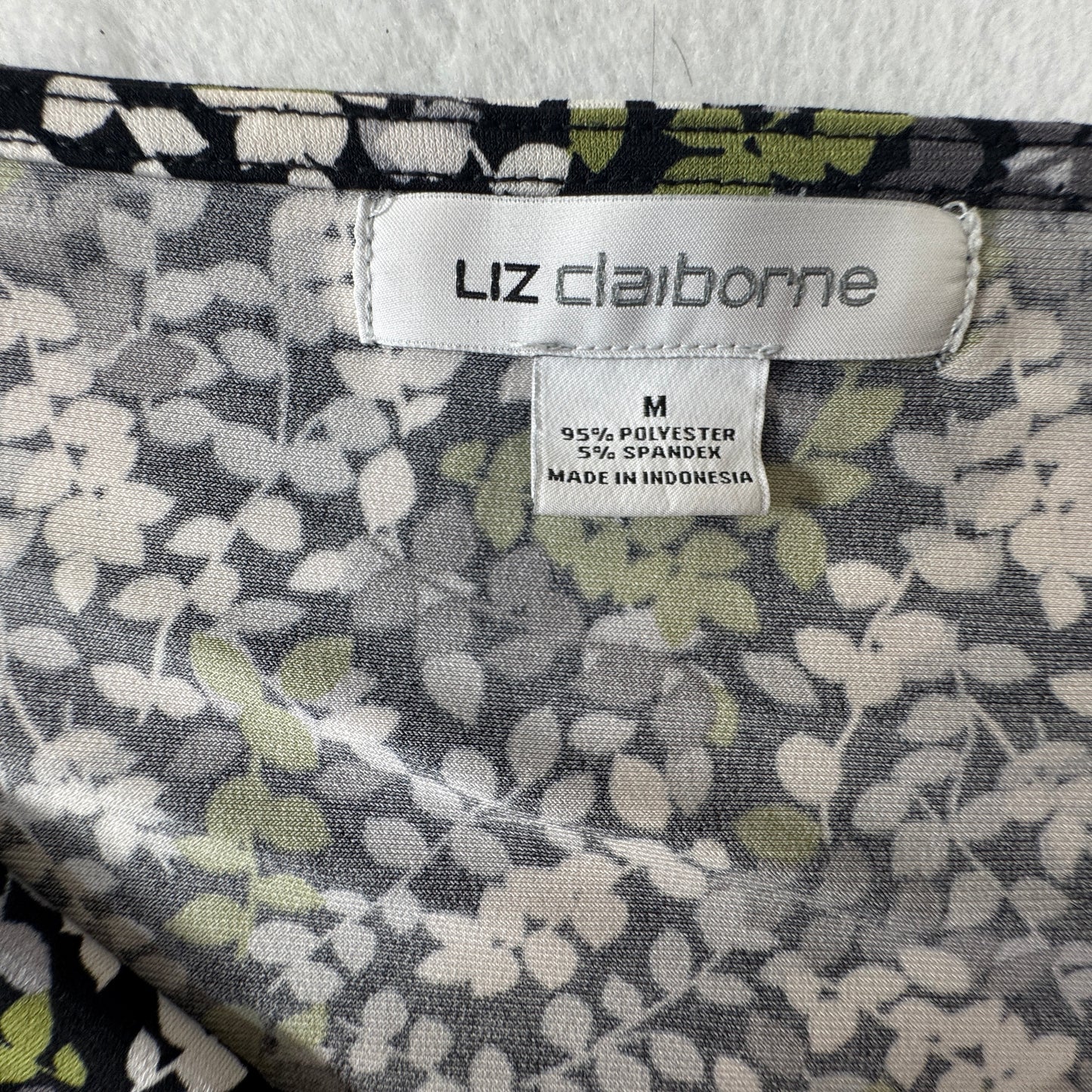 Liz Claiborne Women's Floral Cowl Neck Sleeveless Top Black Green Size M