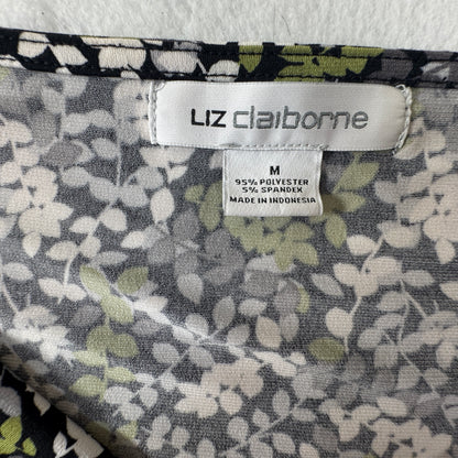 Liz Claiborne Women's Floral Cowl Neck Sleeveless Top Black Green Size M