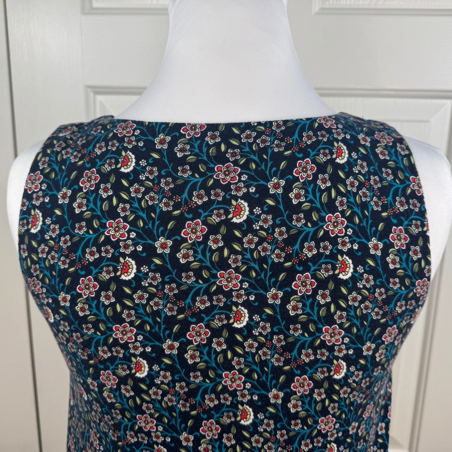 LOFT Floral V-Neck Sleeveless Blouse Navy Multicolor Size S