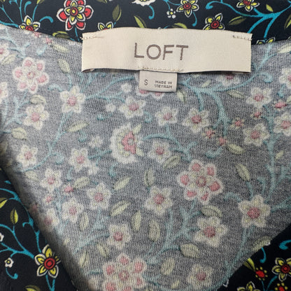 LOFT Floral V-Neck Sleeveless Blouse Navy Multicolor Size S
