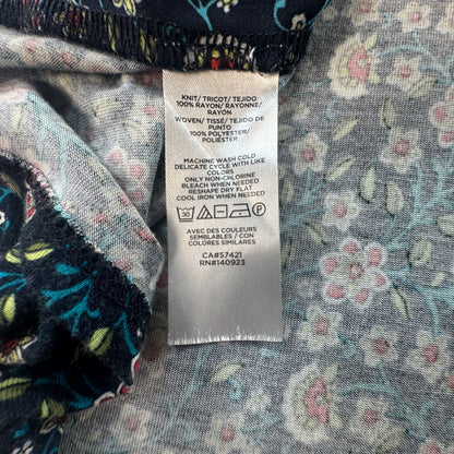 LOFT Floral V-Neck Sleeveless Blouse Navy Multicolor Size S