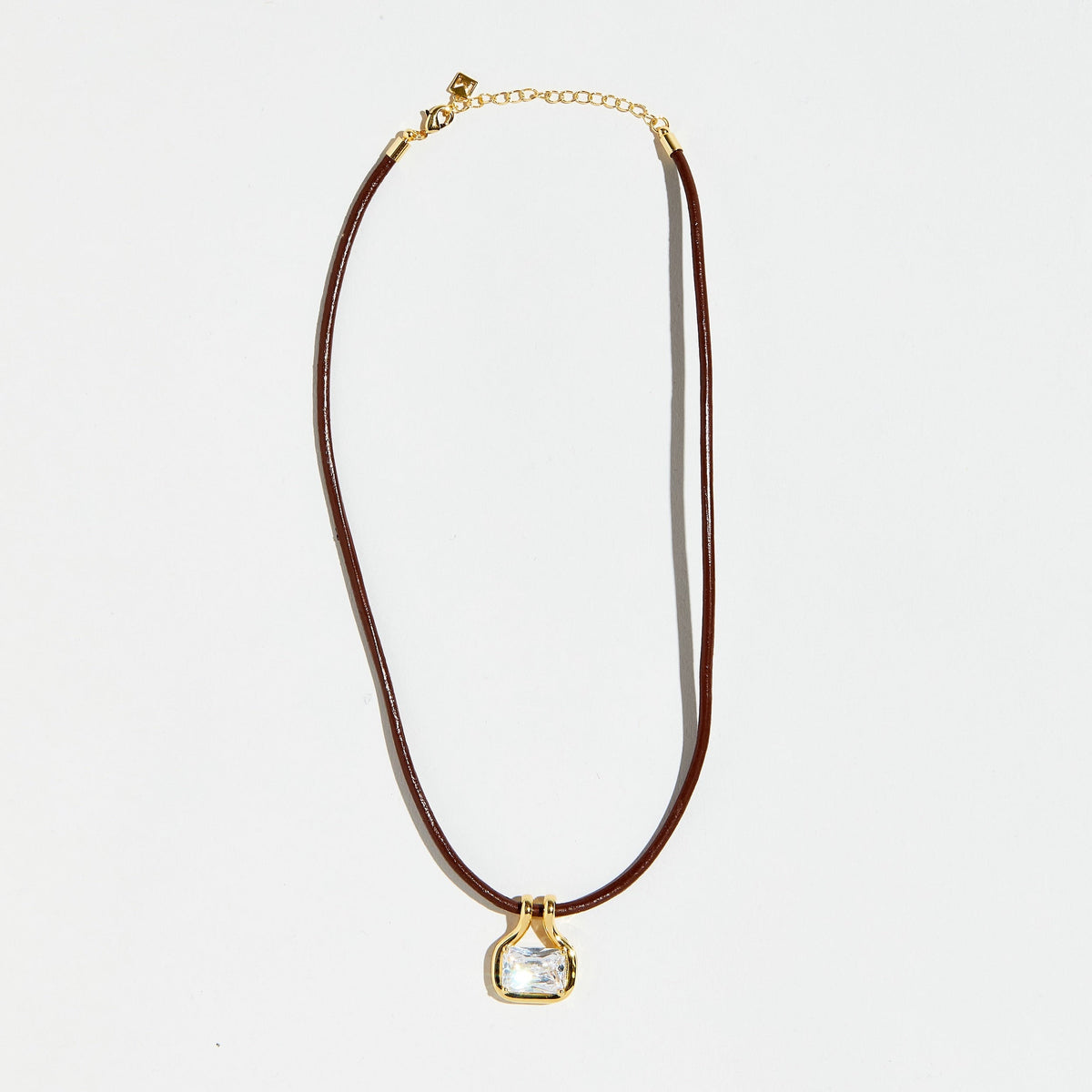 The M Jewelers Naia Cubic Zirconia Pendant Leather Cord Necklace