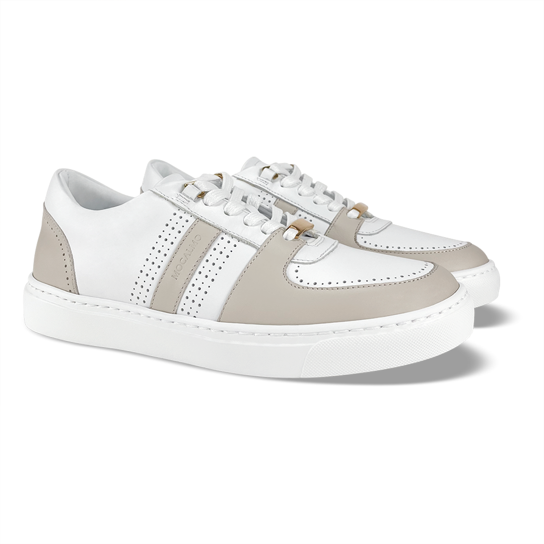 MOCALMO Women's Norma Leather Sneakers – Ivory Gray