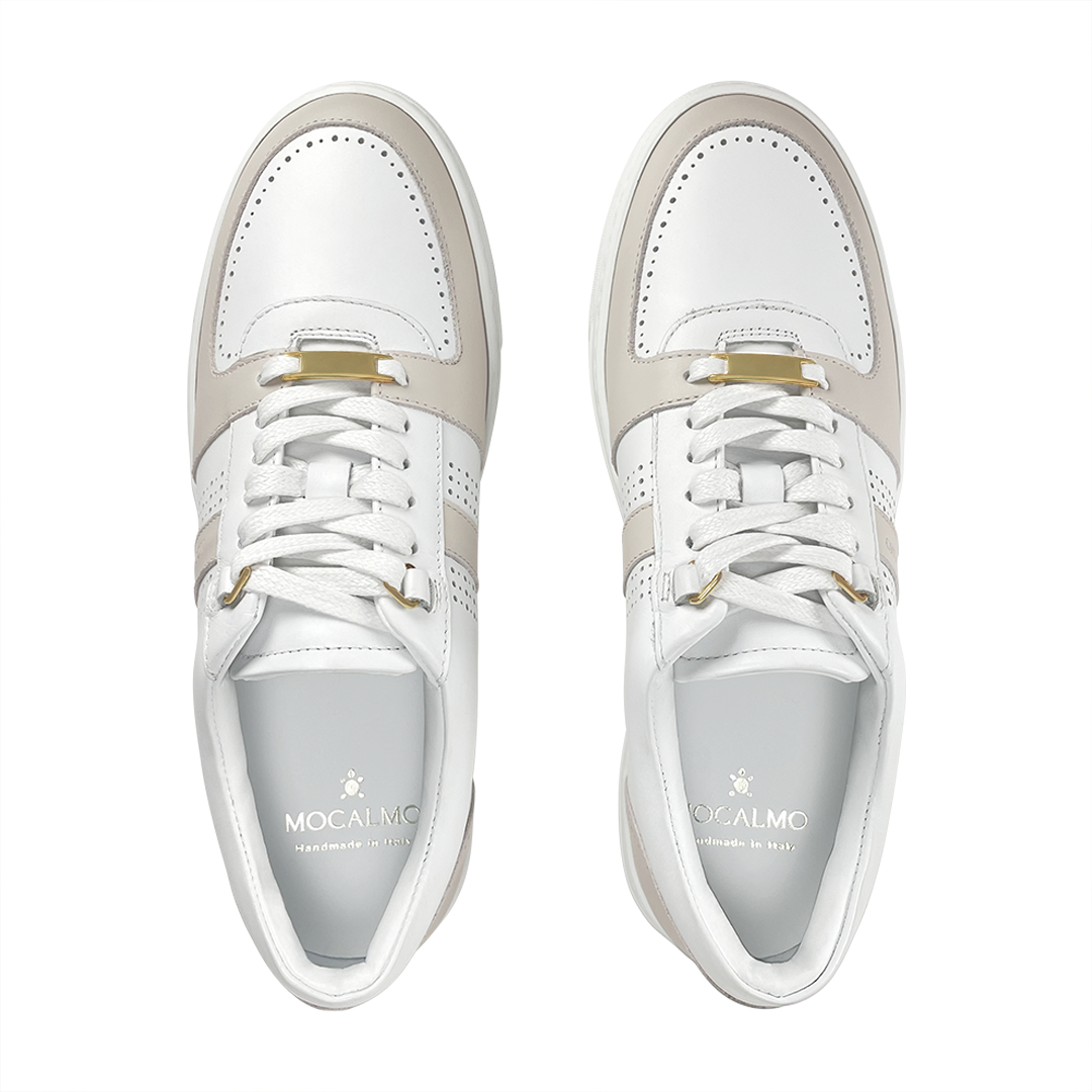 MOCALMO Women's Norma Leather Sneakers – Ivory Gray