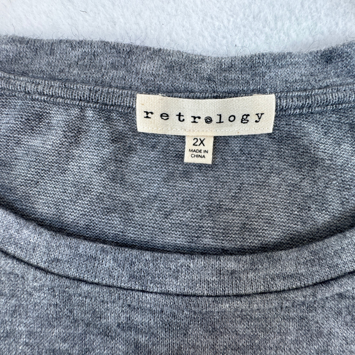 Retrology Women's Lace Sleeve Side Twist Knit Top Gray Plus Size 2X