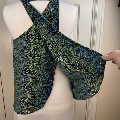 Sanctuary Clothing Abstract Print Wrap Halter Blouse Size M