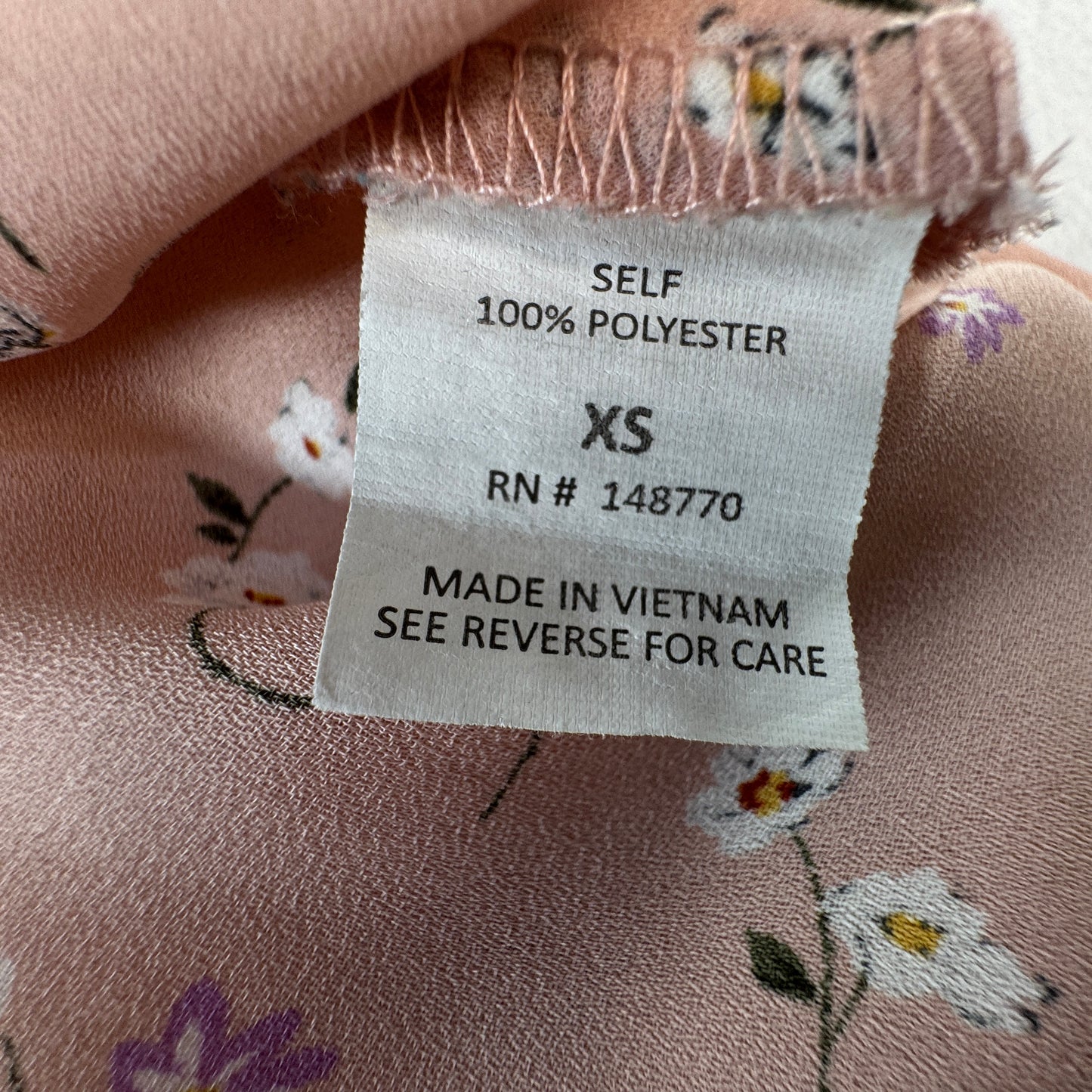 Sienna Sky Floral Peplum Blouse Peach Pink V-Neck Button Front Size XS