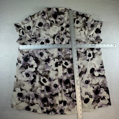 Simply Vera VeraWang Women's Floral Button Front Blouse Purple Black Size PL