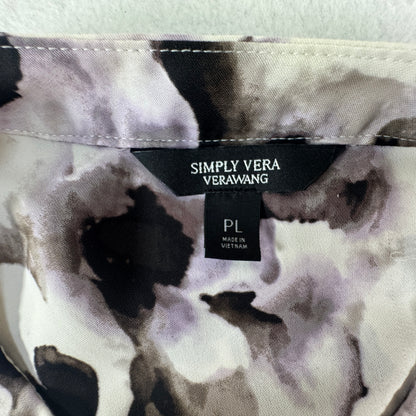 Simply Vera VeraWang Women's Floral Button Front Blouse Purple Black Size PL