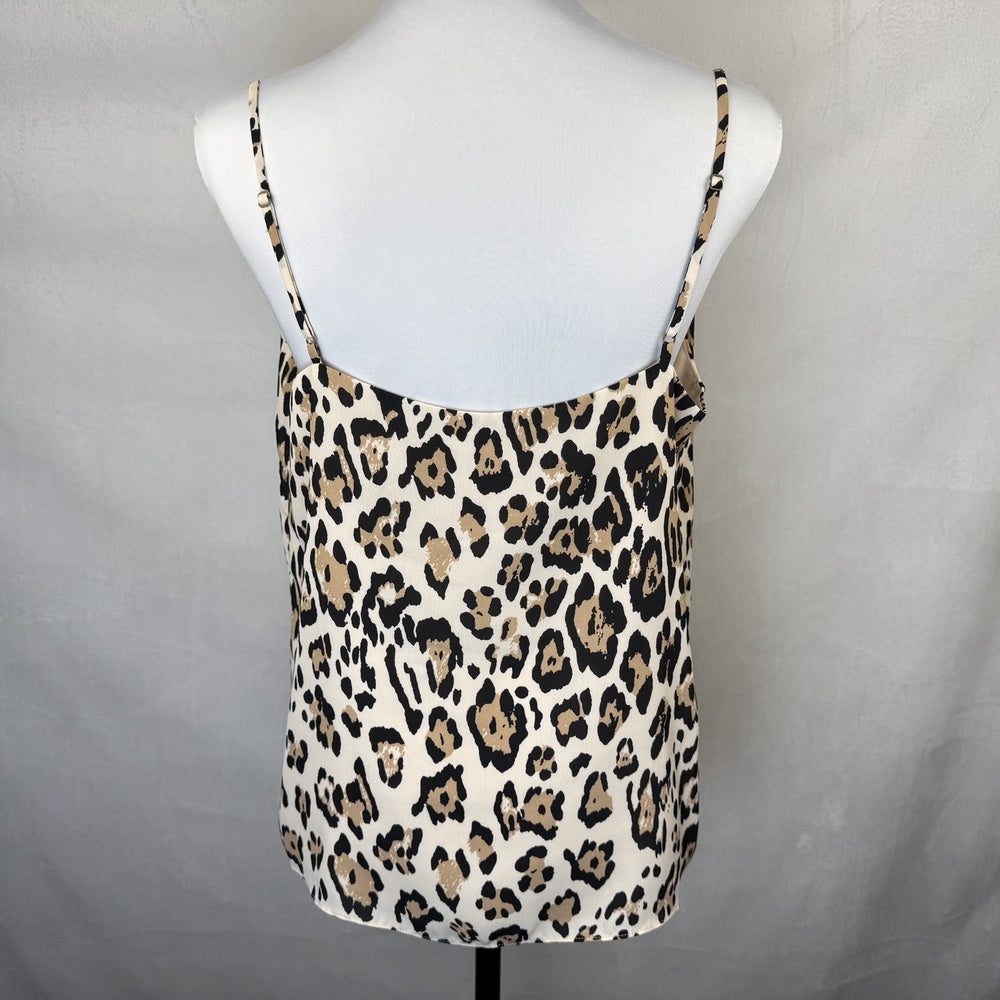 Back view of Socialite leopard print camisole on a mannequin against a plain background
