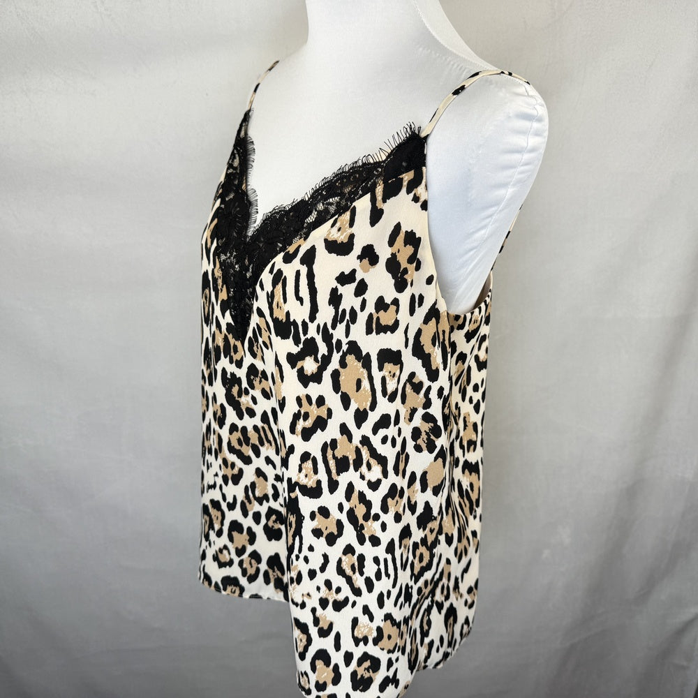 Side view of Socialite leopard print camisole on a mannequin against a plain background