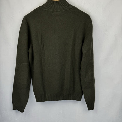 Dark green sweater on a light gray background size L