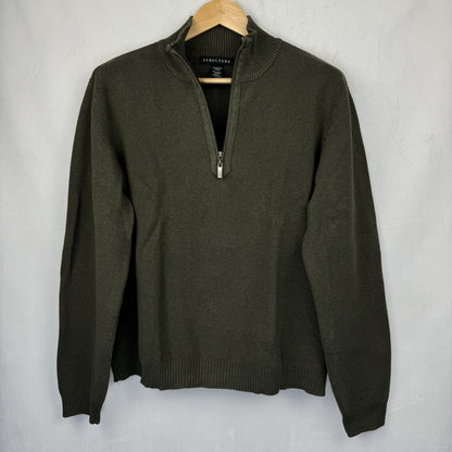 Front View of Structure green quarter-zip sweater size L