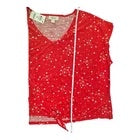 Style & Co Top Women Sz 1X Red with White Orange Stars Front Knot sleeveless