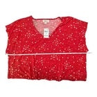 Style & Co Top Women Sz 1X Red with White Orange Stars Front Knot sleeveless