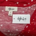 Style & Co Top Women Sz 1X Red with White Orange Stars Front Knot sleeveless