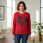 Style & Co Women's Embellished Heart Sweatshirt Red Plus Size 2X