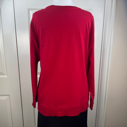 Style & Co Women's Embellished Heart Sweatshirt Red Plus Size 2X
