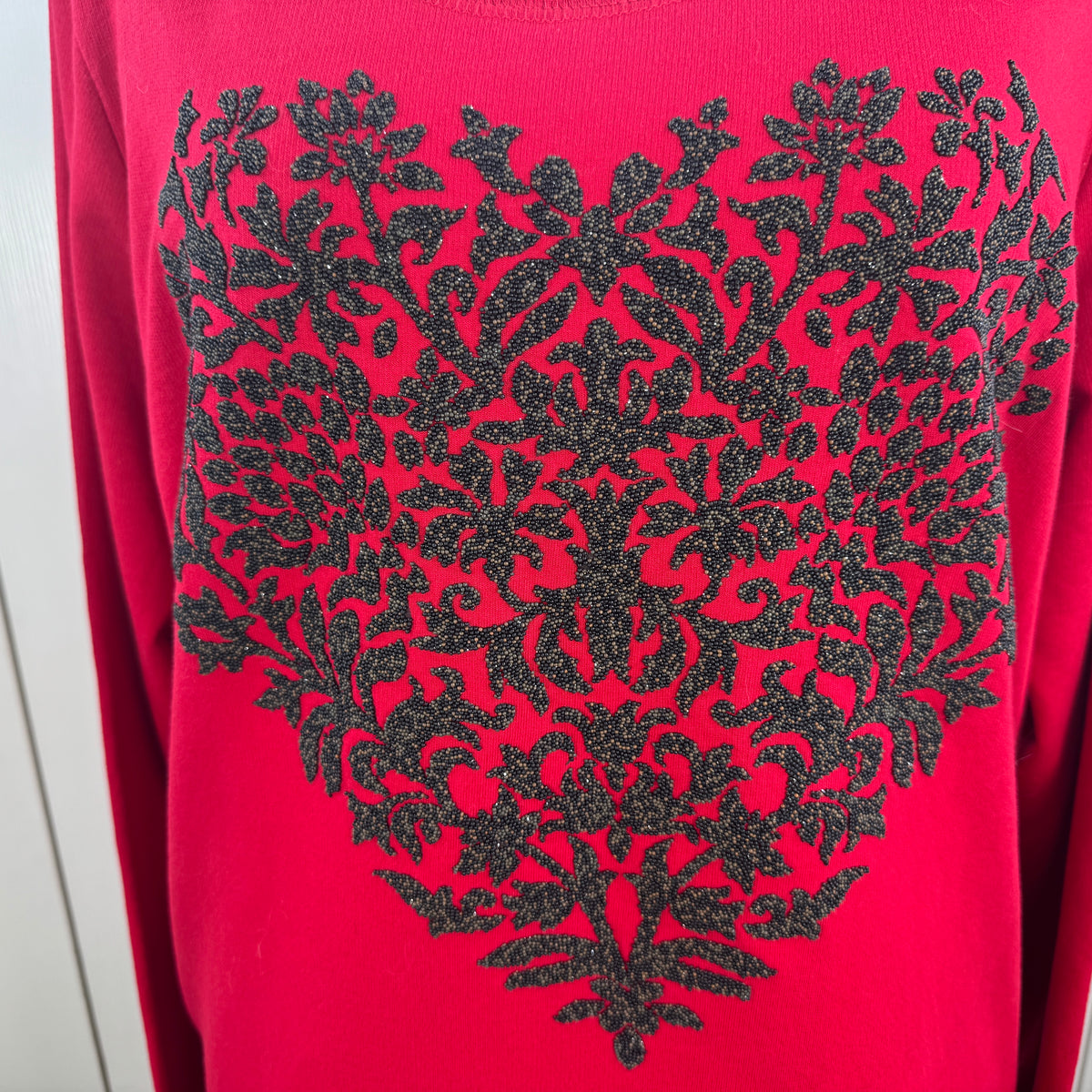 Style & Co Women's Embellished Heart Sweatshirt Red Plus Size 2X