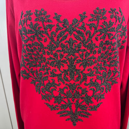 Style & Co Women's Embellished Heart Sweatshirt Red Plus Size 2X