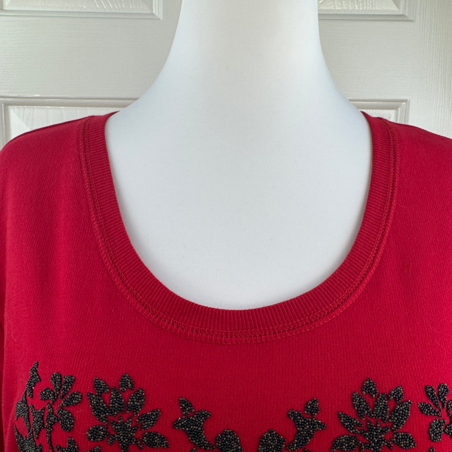 Style & Co Women's Embellished Heart Sweatshirt Red Plus Size 2X