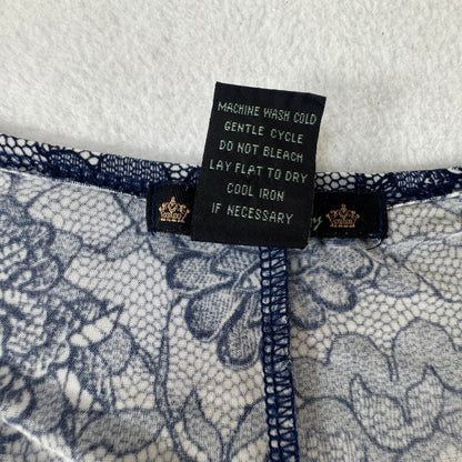 Suzie in the City Women's Blue Floral Lace Print Tunic Top Size M