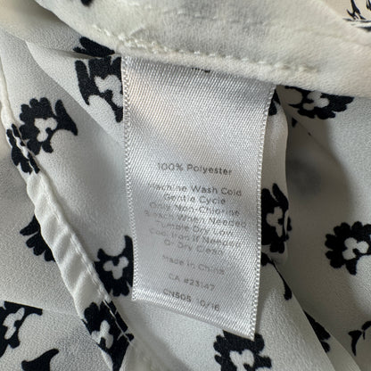 Talbots Petites Women's Floral Sleeveless Pleated Blouse Ivory Black Size SP