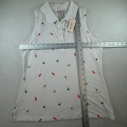 Tommy Bahama NWT Women's Everyday Active Tropical Print Sleeveless Polo White Size MNWT Tommy Bahama Women's Everyday Active Tropical Print Sleeveless Polo White Size M