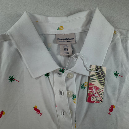 Tommy Bahama NWT Women's Everyday Active Tropical Print Sleeveless Polo White Size MNWT Tommy Bahama Women's Everyday Active Tropical Print Sleeveless Polo White Size M