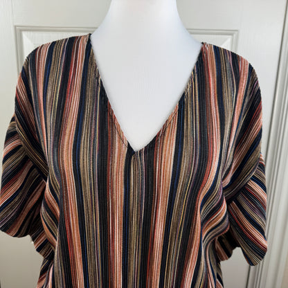 Vanessa Virginia Women's Pleated Stripe Flutter Sleeve Blouse Multicolor Size M
