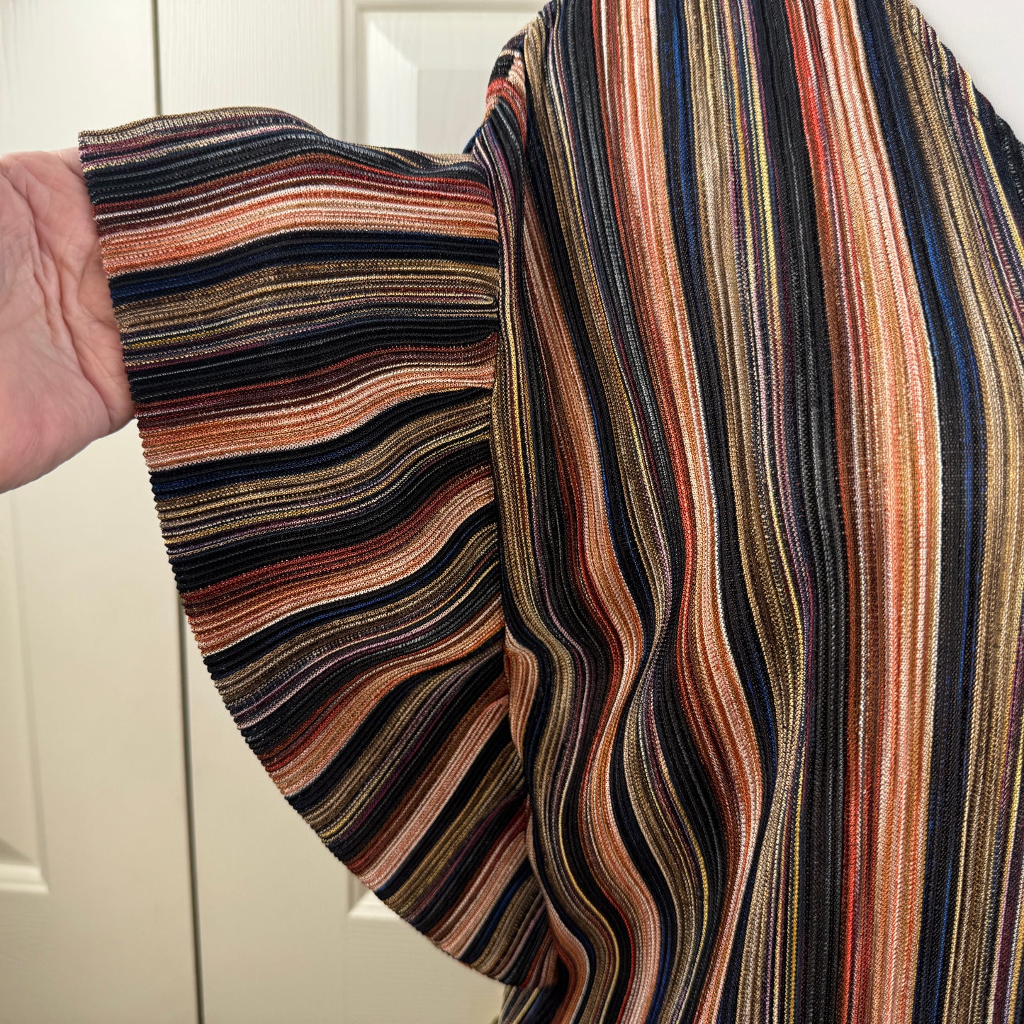 Vanessa Virginia Women's Pleated Stripe Flutter Sleeve Blouse Multicolor Size M