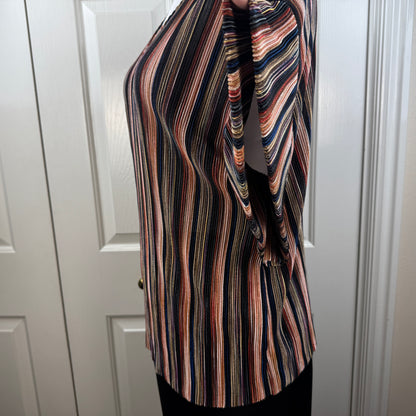 Vanessa Virginia Women's Pleated Stripe Flutter Sleeve Blouse Multicolor Size M