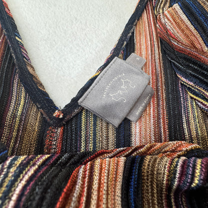 Vanessa Virginia Women's Pleated Stripe Flutter Sleeve Blouse Multicolor Size M