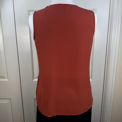 Vince Camuto Ruffle Front Sleeveless Blouse Rust Orange Size S
