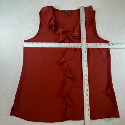 Vince Camuto Ruffle Front Sleeveless Blouse Rust Orange Size S