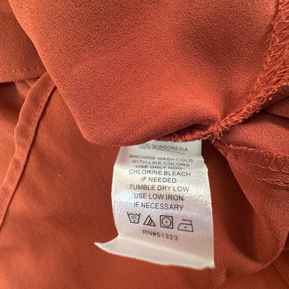 Vince Camuto Ruffle Front Sleeveless Blouse Rust Orange Size S