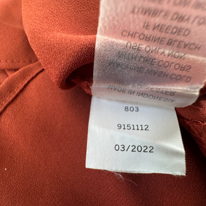 Vince Camuto Ruffle Front Sleeveless Blouse Rust Orange Size S