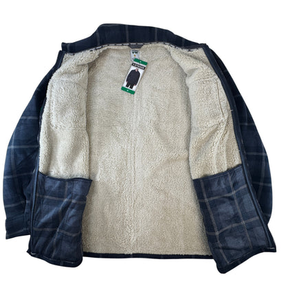 Voyager Men's Sherpa Lined Plaid Shirt Jacket XL NWT Charcoal Gray Full Zip