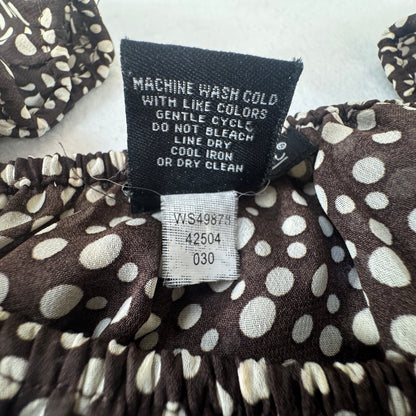 Willi Smith Women's Tiered Ruffle Polka Dot Blouse Brown Cream Size XL