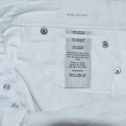 STS Blue Emily White Denim Mini Skirt Size 27 Button Front Frayed Hem