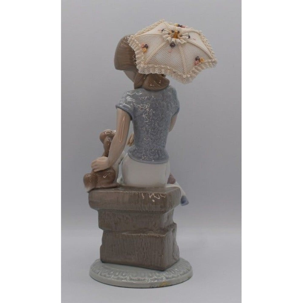 Lladro 7612 Lady Sitting with Dog and Parasol Vintage Retired Figurine