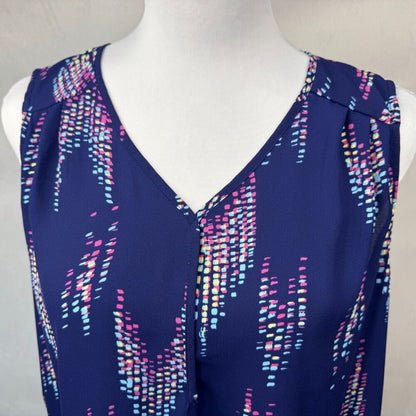 Collective Concepts Ladies Sz S Blue Semi Sheer Blouse Sleeveless Keyhole Back